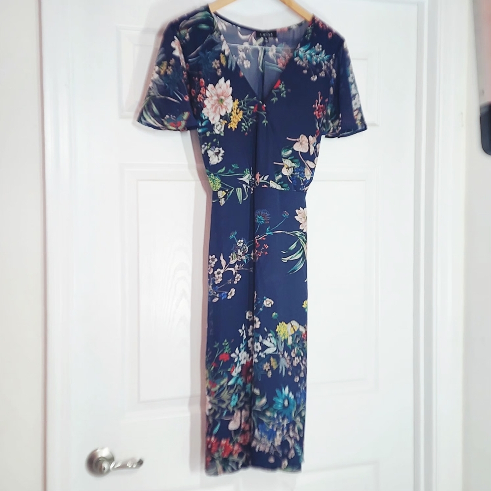 R Wish Blue Floral XL Dress